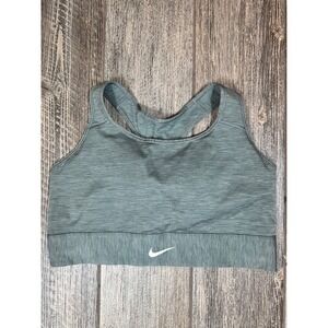 Nike‎ Dri-FIT Sports Bra Racerback Medium Support Heathered Green Activewear